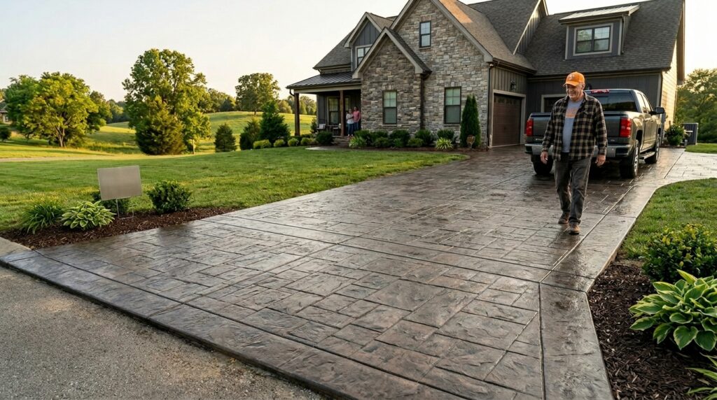 stamped concrete driveway