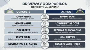 concrete driveway vs asphalt longevity